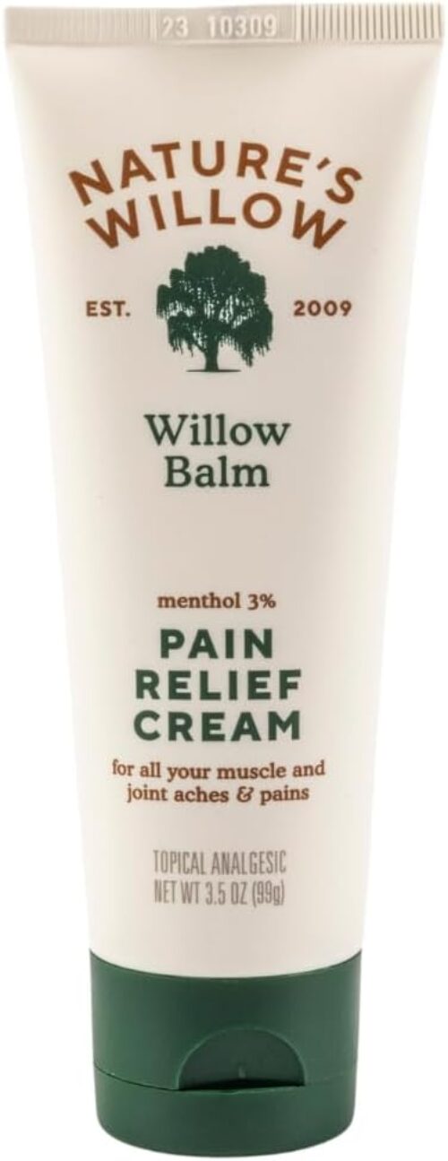 Nature’s Willow Willow Balm Natural Pain Relief Cream for Muscles & Joints | Fast-Acting with Willow Bark & Menthol | Free from Artificial Fragrances & Dyes | 1-Pack | 3.5 fl oz