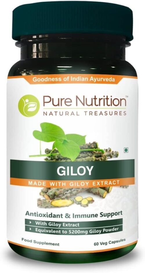 Pure Nutriton Giloy Guduchi Extract 700mg Capsule. Tinospora cordifolia Supplement (Equivalent to 5200mg Giloy Powder). Supports Immune Health. Non GMO | Once Daily | 60 Days Supply.