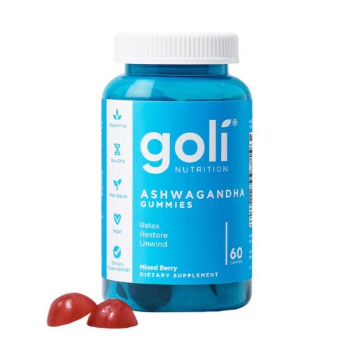 Goli Ashwagandha & Vitamin D Gummy – 60 Count – Mixed Berry, KSM-66, Vegan, Plant Based, Non-GMO, Gluten-Free & Gelatin Free Relax. Restore. Unwind, Pack of 1