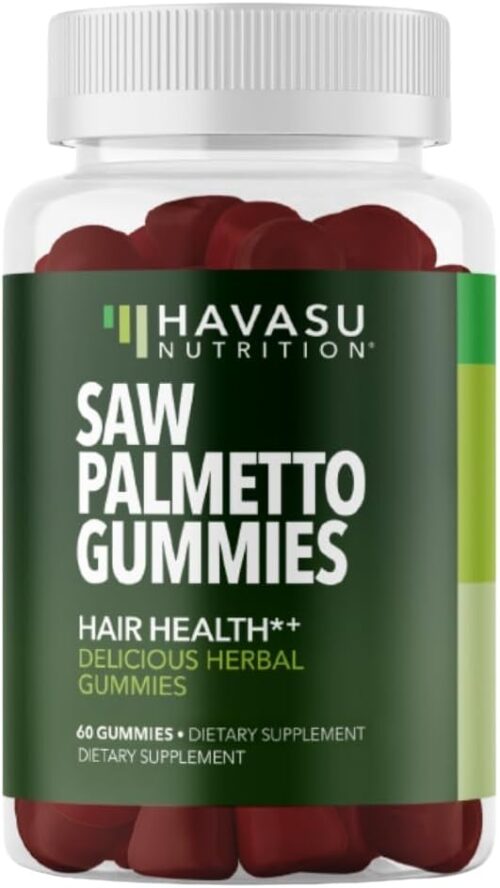 Saw Palmetto for Men Gummies – DHT Blocker Supplement for Hair Health and Male Patterned Balding – 60 Count – Supports Scalp and Prostate Wellness – Raspberry Flavor – Vegan, Non-GMO, 1 Month Supply