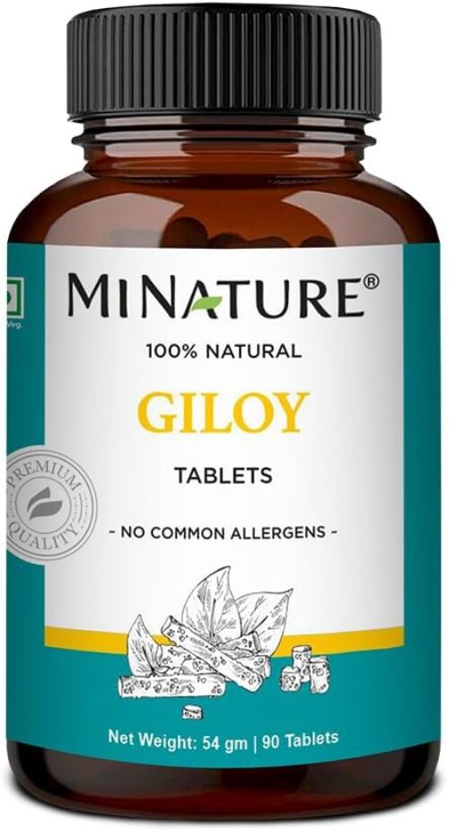 Giloy Tablets by mi Nature | 90 Tablets, 1000 mg | 45 Days Supply | 100% Natural Giloy Tablets | Guduchi Tablets | Vegan | from India