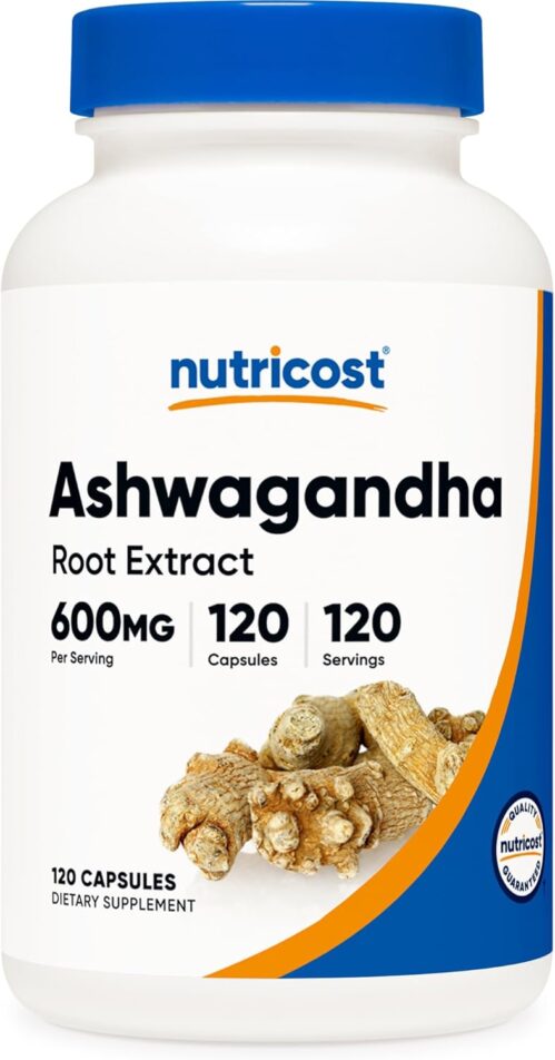 Nutricost Ashwagandha Herbal Supplement 600mg, 120 Capsules – Vegetarian, Non-GMO, Gluten Free, Ashwagandha Root