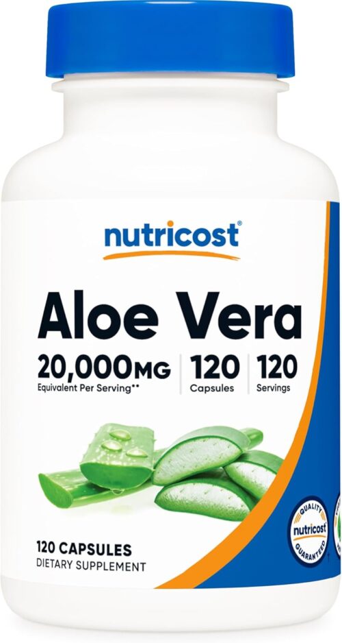 Nutricost Aloe Vera 20,000mg, 120 Capsules – Gluten Free, Non-GMO, Vegetarian Friendly (100mg of 200:1 Extract)