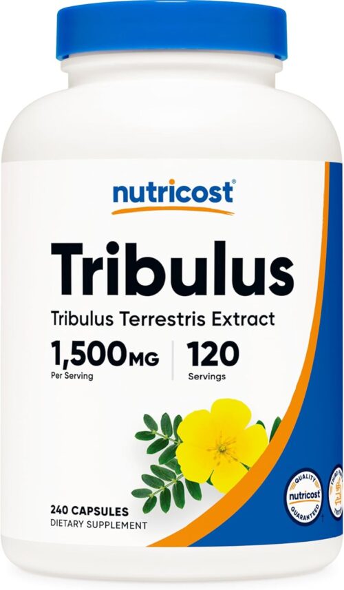 Nutricost Tribulus Terrestris Extract 1500mg, 240 Capsules – 45% Saponins, 120 Servings, Non-GMO, Gluten Free