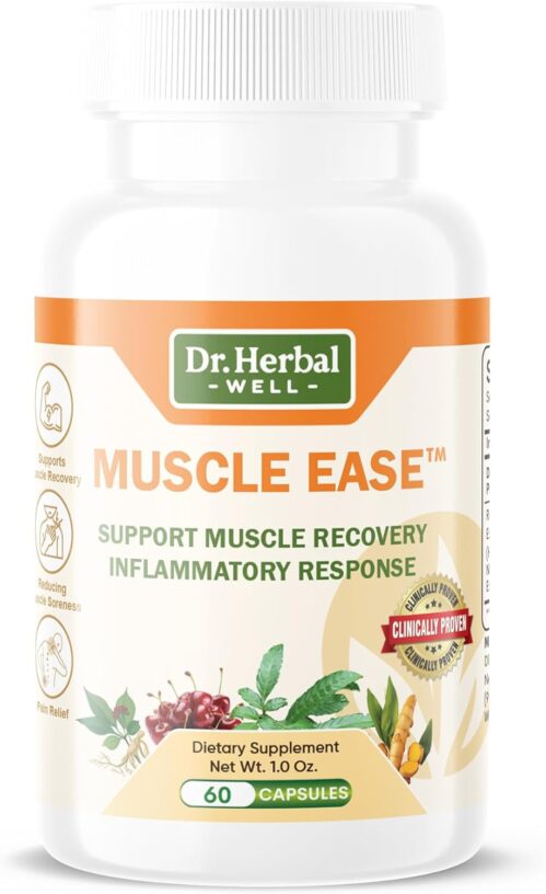 DR.HERBAL WELL Muscle Ease – Joint, Muscle & Nerve Support Fast Acting Relax Comfort Recovery Natural Herbal Supplement – (60 Capsules) MAX-Strength