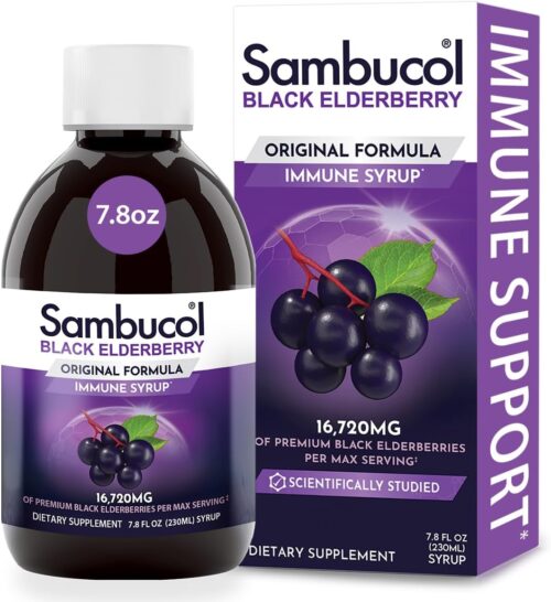 Sambucol Black Elderberry Syrup – Sambucus Elderberry Syrup for Adults Immune Support, Elderberry Liquid, Elderberry Extract, Gluten Free – 7.8 Fl Oz