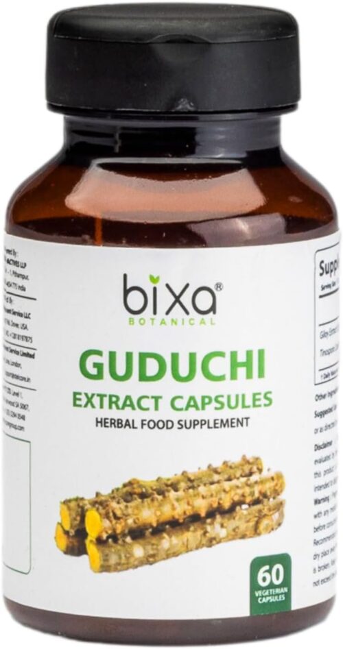 bixa BOTANICAL Ayurvedic Natural Herbal Supplement Guduchi Extract Caplsules | Giloy | Tinospora Cordifolia | 450 Mg Veg Capsules 60 Count (Pack of 1)