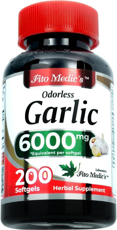 FITO MEDIC’S Lab | Garlic Supplements | Garlic Pills | 6000 mg Equivalent 200 Capsules | Odorless Garlic | Odorless Garlic Softgels | Ultra high Absorption