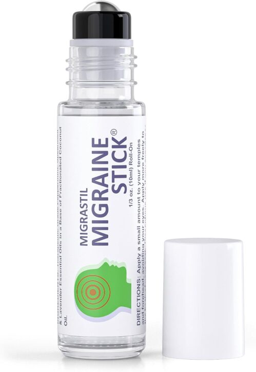Migrastil Migraine Stick Rollon – Fast Cooling Comfort for Your Head. Aromatherapy with Peppermint & Other Essential Oils. Metal Roller. Made in USA by Basic Vigor