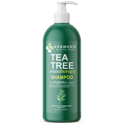 Tea Tree Shampoo MaxTherapy, Soothes Dry & Itchy Scalp, Deep Cleanses Buildup & Dandruff, Reduces Hair Loss, Strengthens, Nourishes, Natural Relief Shampoo, 16 fl oz