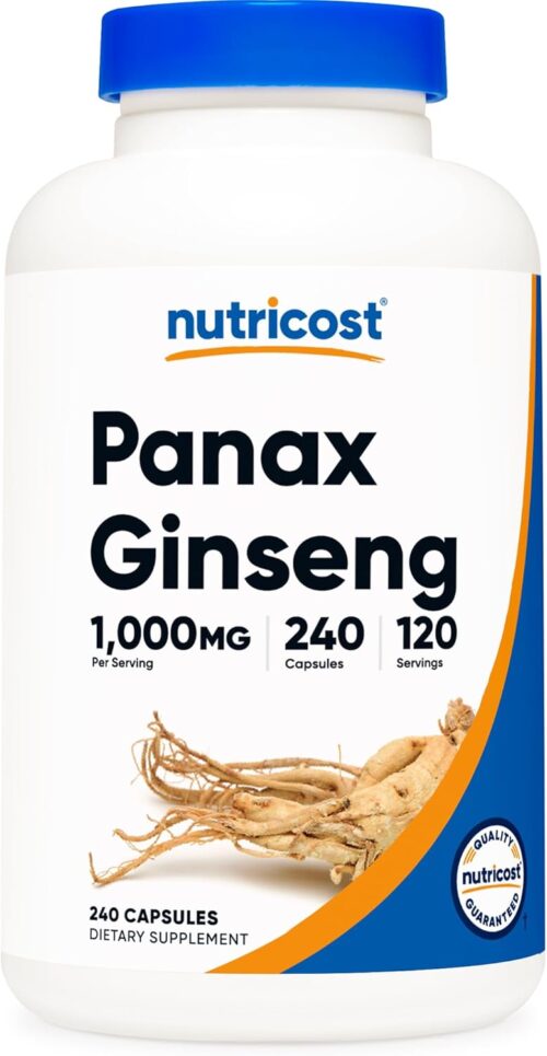 Nutricost Panax Ginseng 1000mg, 240 Capsules – Non GMO, Gluten Free, 120 Servings