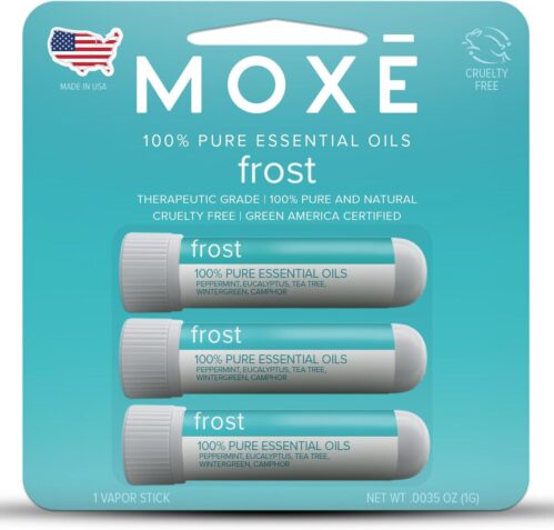 MOXE Frost – Energizing Aromatherapy Nasal Inhaler – Alleviate Headaches, Boost Focus & Energy – Cooling Sinus Blaster – Includes Peppermint, Eucalyptus, & Wintergreen Essential Oils – USA (3-Pack)…