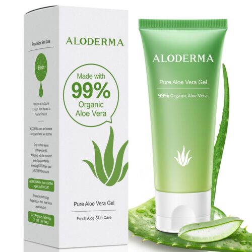 Aloderma 99% Organic Aloe Vera Gel for Face Made within 12 Hours of Harvest – Natural Hydrating Pure Aloe Vera for Soothing Skincare – Moisturizing Aloe Gel for Skin, Face, & Sensitive Skin, 4.02 oz