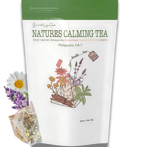Nature’s Calming Tea – Herbal Relaxation Blend with Chamomile, Lavender, Ginger, Ashwagandha & Passionflower | Stress Relief, Sleep Support & Digestive Health