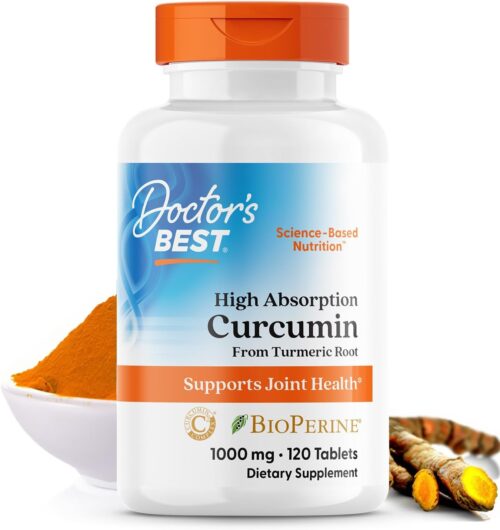 Doctor’s Best Curcumin From Turmeric Root with C3 Complex & BioPerine, Benefit the Joints by Helping to Neutralize Free Radicals, Non-GMO, Gluten Free, Soy Free, Joint Support, 1000 mg, 120 Tablets