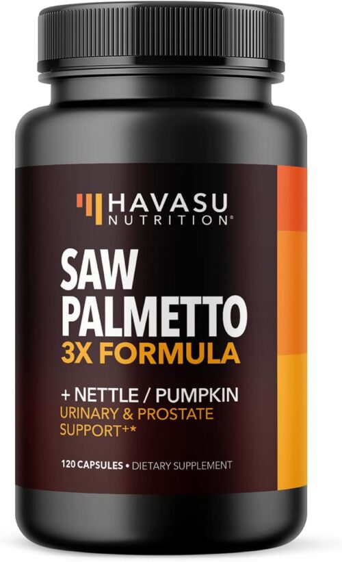 Saw Palmetto Supplement with Stinging Nettle and Pumpkin Seed Extract – Advanced 3X Formula – DHT Blocker Urinary Health and Prostate Support for Mens Health – Vegan, Non-GMO Capsules – 2 Month Supply