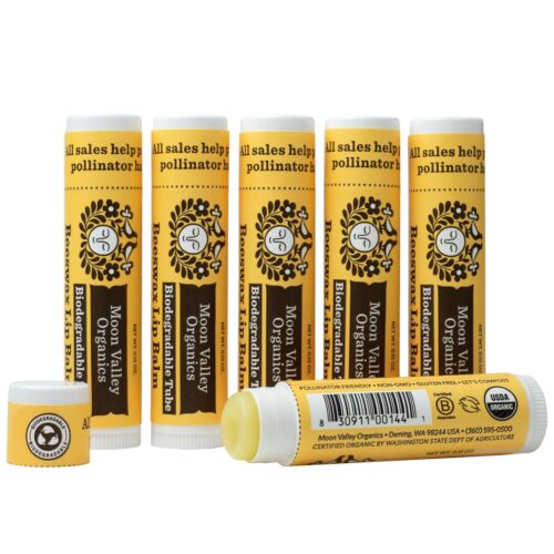 Moon Valley Organics Beeswax Lip Balm for Moisturizing Lips and Cuticles (SWEET HONEY, 6-Pack)