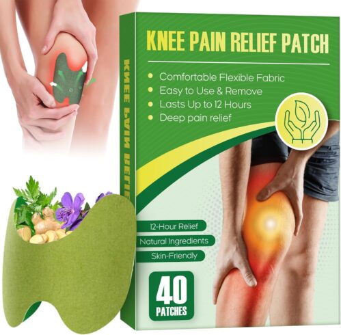 40PCS Knee Patches, Natural Wormwood Extract Patches for Knees, Fast Relief for Knee, Joint and Muscle Pain, 12 Hour Long Lasting Relief -01