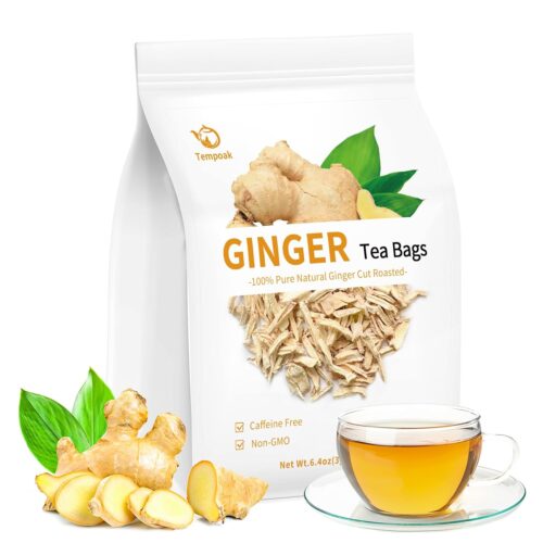 Dried Ginger Root Tea Bags – 60bags/6.4 OZ 100% Pure & Natural Roasted Ginger Herbal Tea, Caffeine Free, No Additives, No Sugar, Non-GMO, No Gluten