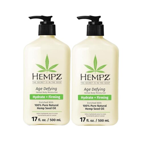Hempz Age Defying Body Moisturizer, 17 Fl Oz, 2 Pack Bundle – Daily Herbal Moisturizer, Shea Butter Anti-Aging – Body Lotion, Hemp Extract Lotion – Skin Care Products, 100% Pure Organic Hemp Seed Oil
