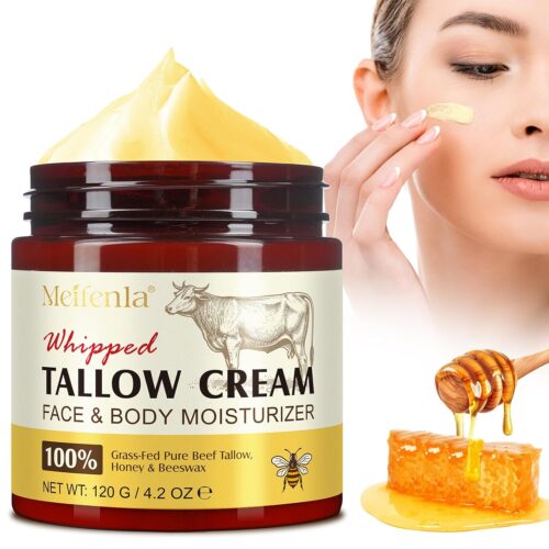 Beef Tallow for Skin, Tallow and Honey Cream Natural Tallow Face Moisturizer, Organic Hydrating Beef Tallow Balm Deeply Moisturizing for Face & Body Skin Care