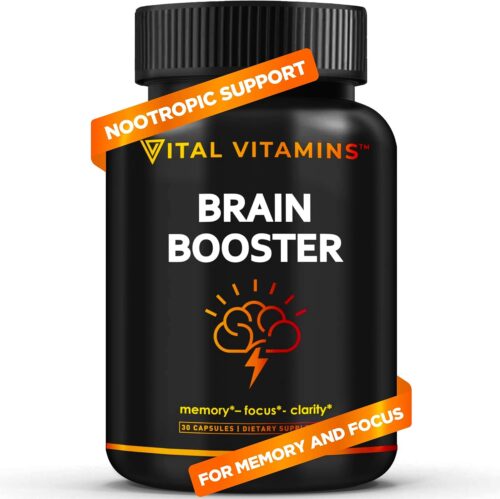 Vital Vitamins Brain Supplements for Memory & Focus – Nootropics Brain Support for Clarity, & Energy – with Ginkgo Biloba, Rhodiola Extract – 30 Capsules