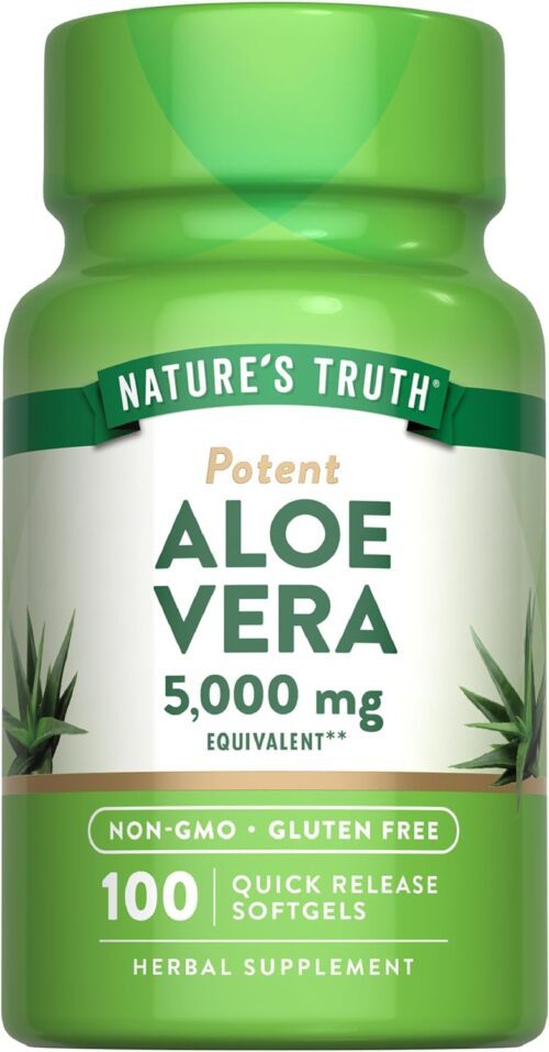 Nature’s Truth Aloe Vera Softgels | 5000mg | 100 Count | Non-GMO and Gluten Free Supplement