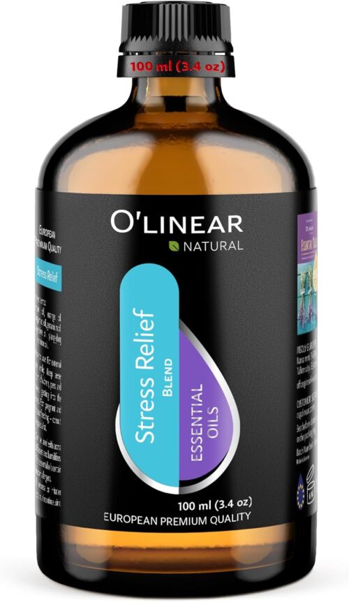 O’Linear Stress Relief Essential Oil Blends – Calming Essential Oil for Diffuser – Aromatherapy Relaxing Blend Oil – Essential Oils for Air Purifier 3.4 oz (100ml)