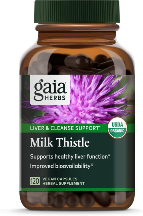 Gaia Herbs Milk Thistle – Liver Supplement & Cleanse Support for Maintaining Healthy Liver Function* – 120 Vegan Capsules (40-Day Supply)