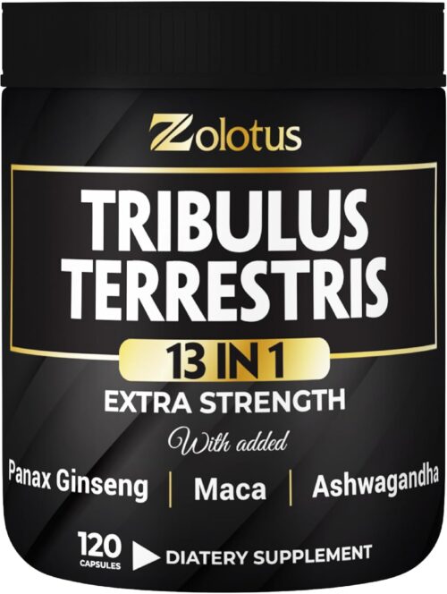 Zolotus 13in1 Tribulus Terrestris Capsules with Maca, Horny Goat Weed, Panax Ginseng, Saw Palmetto, Tongkat Ali, Shilajit & More – Energy, Stamina Supplement for Men & Women – 120 Counts
