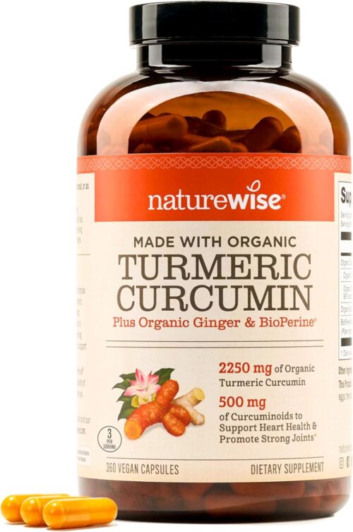 NatureWise Curcumin Turmeric 2250mg – 95% Curcuminoids & BioPerine Black Pepper Extract for Advanced Absorption – Daily Joint and Immune Health Support – Vegan, Non-GMO, 360 Count[120-Day Supply]