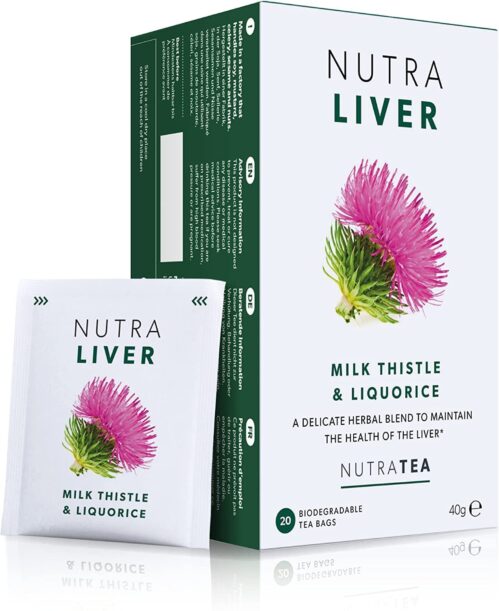 NUTRALIVER – Detox Tea for Liver Cleansing and Support – With Milk Thistle, Turmeric & Fennel – 20 Tea Bags – Herbal Tea by Nutra Tea