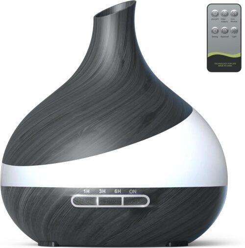 500 ML Essential Oil Diffuser, Upgrade Aroma Diffuser for Large Room, Aromatherapy Diffuser Humidifier with Remote Control 14 Color Lights 4 Timer Setting Auto Shut-Off