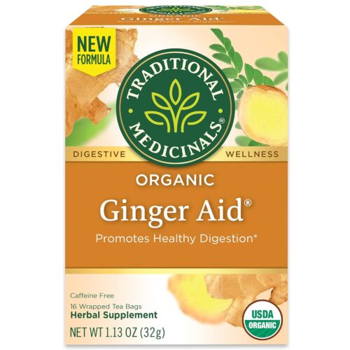 Traditional Medicinals Tea, Organic Ginger Aid, Promotes Healthy Digestion, 16 Tea Bags