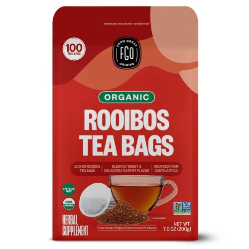 FGO Organic Rooibos Tea, 100 Count, Eco-Conscious Tea Bags, Caffeine Free, Packaging May Vary (Pack of 1)