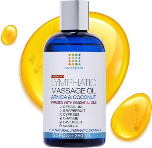 Lymphatic Drainage Massage Oil with Arnica Oil & Coconut for Post Surgery Recovery & Lymphatic Drainage Massager, Liposuction, 360 Lipo, BBL, After Tummy Tuck Surgery Items, Fibrosis Treatment, 8.5 Oz
