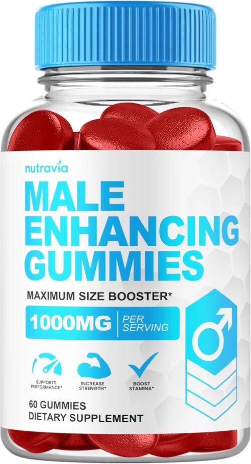 Male Enhancing Supplement Gummies – 6 in 1 Testosterone Booster Gummies for Men, Stamina Test Boost Gummy for Men with Horny Goat Weed, Tribulus, Maca Root Boost Energy, Performance (60 Gummies)