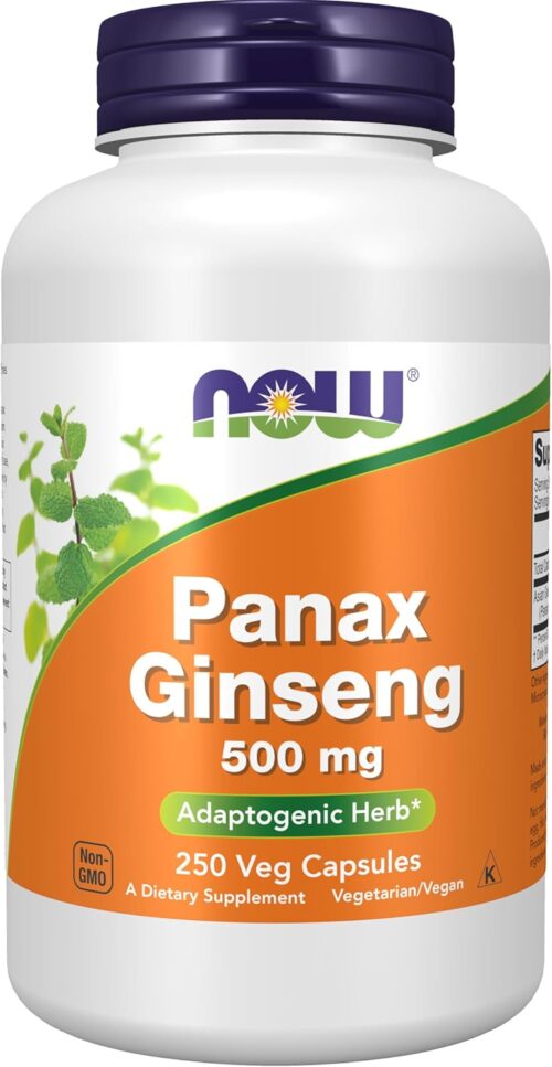 NOW Foods Supplements, Panax Ginseng (Root) 500 mg, Adaptogenic Herb*, 250 Veg Capsules