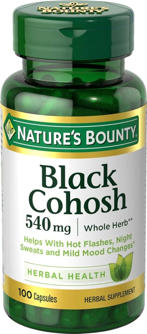 Nature’s Bounty Black Cohosh Root Pills and Herbal Health Supplement, Natural Menopausal Support, 540 mg, 100 Capsules