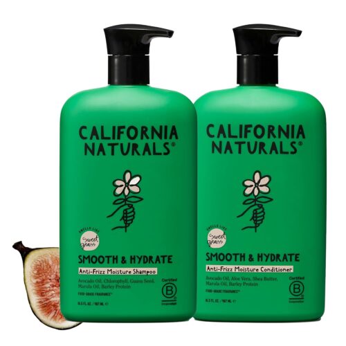 California Naturals Moisture Shampoo and Conditioner for Dry, Damaged Hair, Hair Care Bundle for Women and Men, Natural, Vegan, Cruelty, Silicone, Paraben, and Sulfate Free, Color Safe, 16.5 fl oz