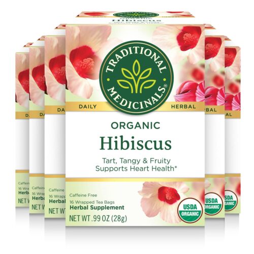 Traditional Medicinals – Organic Hibiscus Herbal Tea (6 Pack) – Supports Heart Health – 96 Tea Bags Total