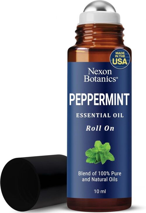 Peppermint Essential Oil Roll-On 10 ml – Pure, Natural & Prediluted Oil Blend Roller with Fresh Minty Aroma – Aromatherapy & Headache Relief – Nexon Botanics