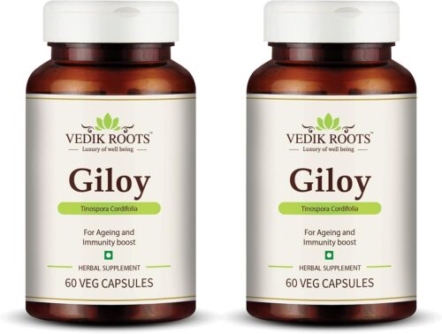 Vedkiroots Giloy Capsules | 60 Tabs | 100% Organic | Antioxidant | (Pack of 2)