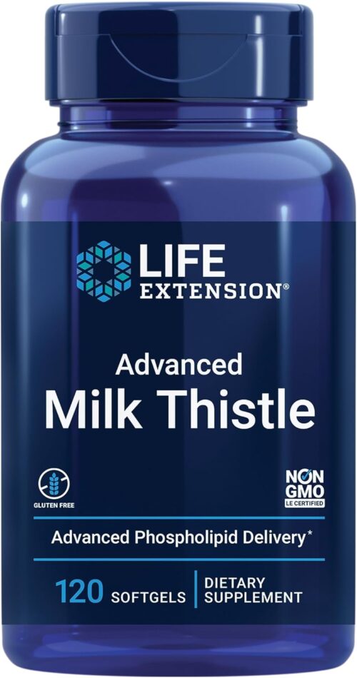 Life Extension Advanced Milk Thistle – With Silybin, Phosphatidylcholine and other Phospholipid – For Liver, Kidney Health & Detox – Non-GMO, Gluten-Free -120 Softgels