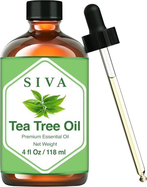 SIVA Tea Tree Essential Oil – 4 Fl Oz – Natural Tea Tree Oil – for Diffuser, Face, Skin Care, Aromatherapy, Hair Care, Scalp and Body Massage – with Dropper