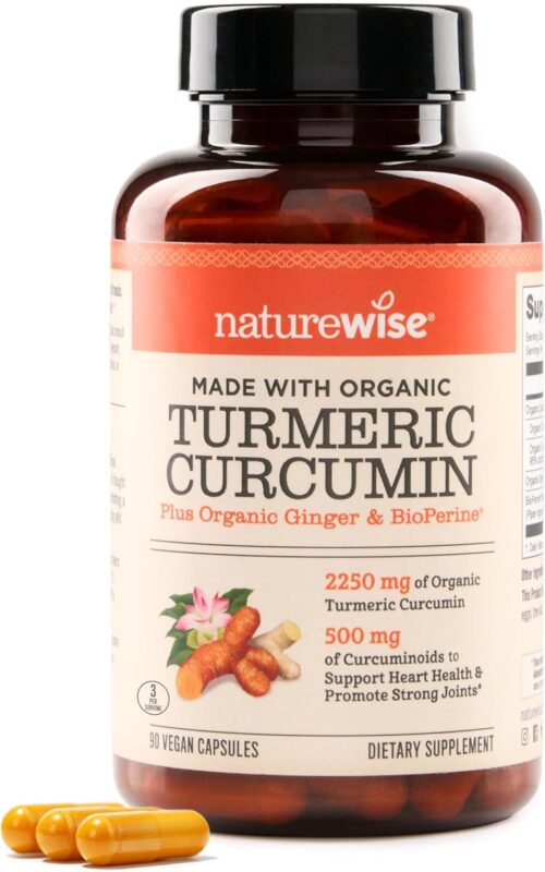 NatureWise Curcumin Turmeric 2250mg – 95% Curcuminoids & BioPerine Black Pepper Extract for Advanced Absorption – Daily Joint and Immune Health Support – Vegan, Non-GMO, 90 Count[30-Day Supply]