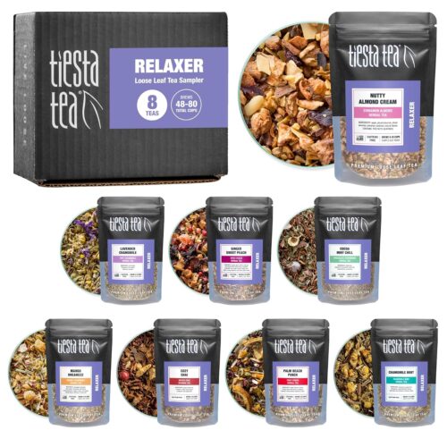 Tiesta Tea – 8 Herbal & Rooibos Sampler Dry Flight Set | Loose Leaf | No Caffeine | Makes Hot and Iced | Assorted Tea Sets with Herbal, Chai, Fruit Blends & More | 8 Resealable Sample Pouches
