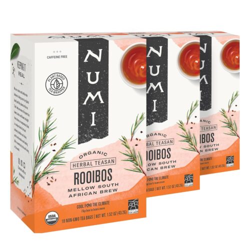 Numi Organic Tea Rooibos, 18 Count (Pack of 3) Box of Tea Bags (Packaging May Vary)