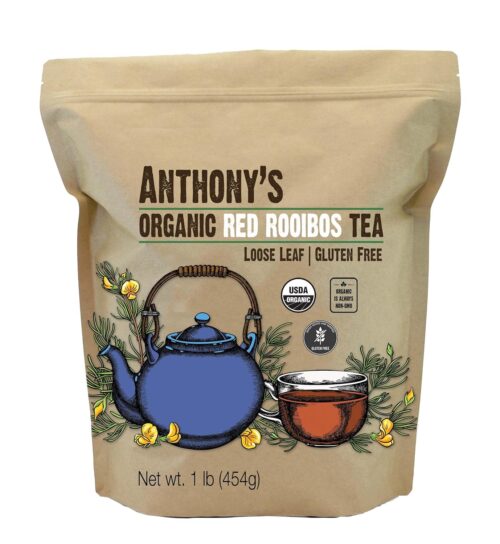 Anthony’s Organic Red Rooibos Loose Leaf Tea, 1 lb, Gluten Free, Non GMO, Non Irradiated, Keto Friendly