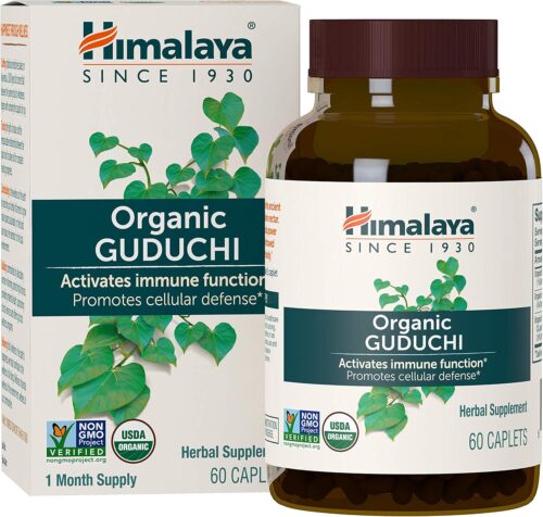 Himalaya Organic Guduchi for Active Immune Support and Cellular Defense, 700 mg, 60 Caplets, 1 Month Supply